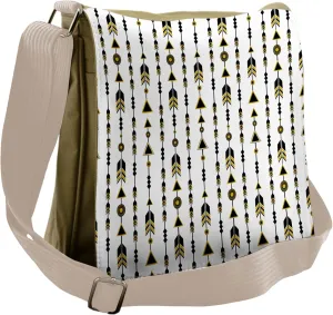 Lunarable Arrow Messenger Bag, Art Deco Ornamentation, Unisex Cross-body