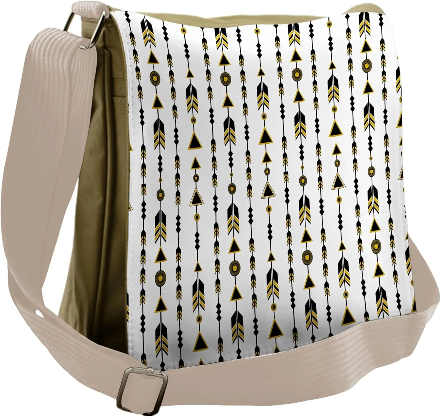 Lunarable Arrow Messenger Bag, Art Deco Ornamentation, Unisex Cross-body