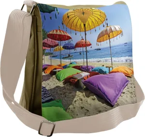 Lunarable Balinese Messenger Bag, Sandy Seashore Daytime, Unisex Cross-body