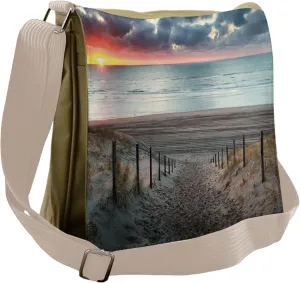 Lunarable Beach Messenger Bag, Holland North Sea Landscape, Unisex Cross-body