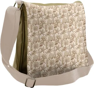 Lunarable Beige Messenger Bag, Nautical Themed Shellfish, Unisex Cross-body