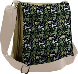 Lunarable Botanical Messenger Bag, Blooming Wild Flowers, Unisex Cross-body