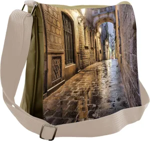 Lunarable City Messenger Bag, Gothic Barcelona Spain Europe, Unisex Cross-body