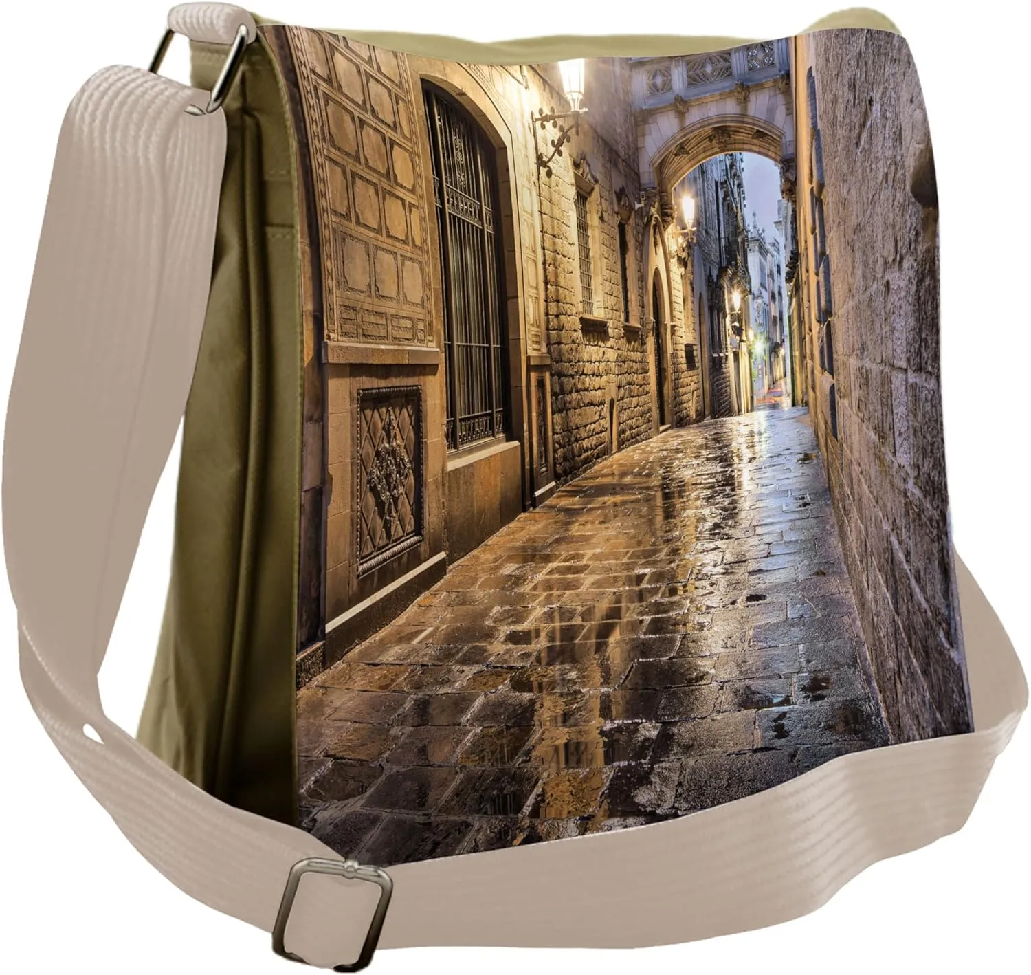 Lunarable City Messenger Bag, Gothic Barcelona Spain Europe, Unisex Cross-body