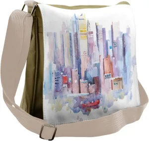 Lunarable Cityscape Messenger Bag, Manhattan, Unisex Cross-body