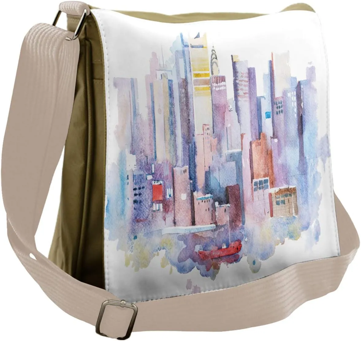 Lunarable Cityscape Messenger Bag, Manhattan, Unisex Cross-body