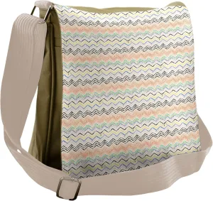 Lunarable Colorful Messenger Bag, Strokes Splashes Zig Zag, Unisex Cross-body