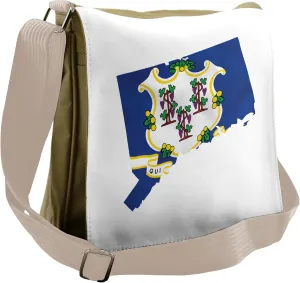 Lunarable Connecticut Messenger Bag, Constitution State Flag, Unisex Cross-body