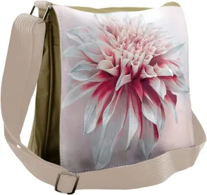 Lunarable Dahlia Flower Messenger Bag, Spherical Florets, Unisex Cross-body