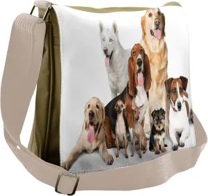Lunarable Dog Lover Messenger Bag, House Pet Photo Shoot, Unisex Cross-body