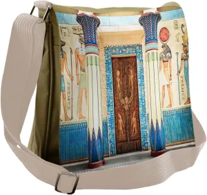 Lunarable Egyptian Messenger Bag, Antique Old Hieroglyphics, Unisex Cross-body