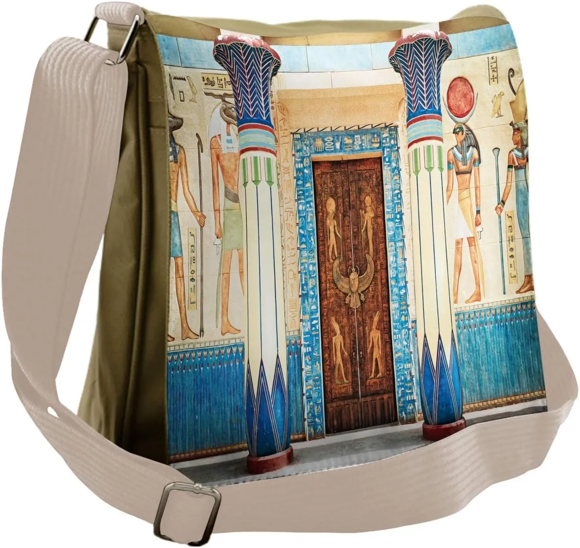 Lunarable Egyptian Messenger Bag, Antique Old Hieroglyphics, Unisex Cross-body