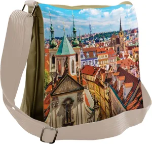 Lunarable European Messenger Bag, Scenic Summer View Prague, Unisex Cross-body