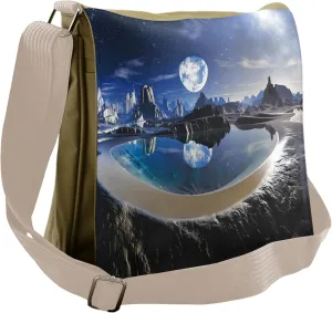 Lunarable Fantasy Messenger Bag, Earth Reflection on a Pond, Unisex Cross-body