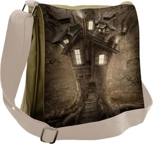 Lunarable Fantasy Messenger Bag, Tree House Mystery Forest, Unisex Cross-body