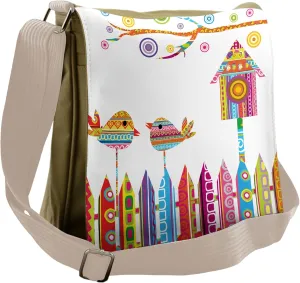 Lunarable Farmland Messenger Bag, Colorful Birdhouse, Unisex Cross-body