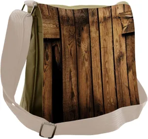 Lunarable Farmland Messenger Bag, Rustic Old Timber Design, Unisex Cross-body
