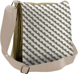 Lunarable Geo Wave Messenger Bag, Semi-Circular Concentric, Unisex Cross-body