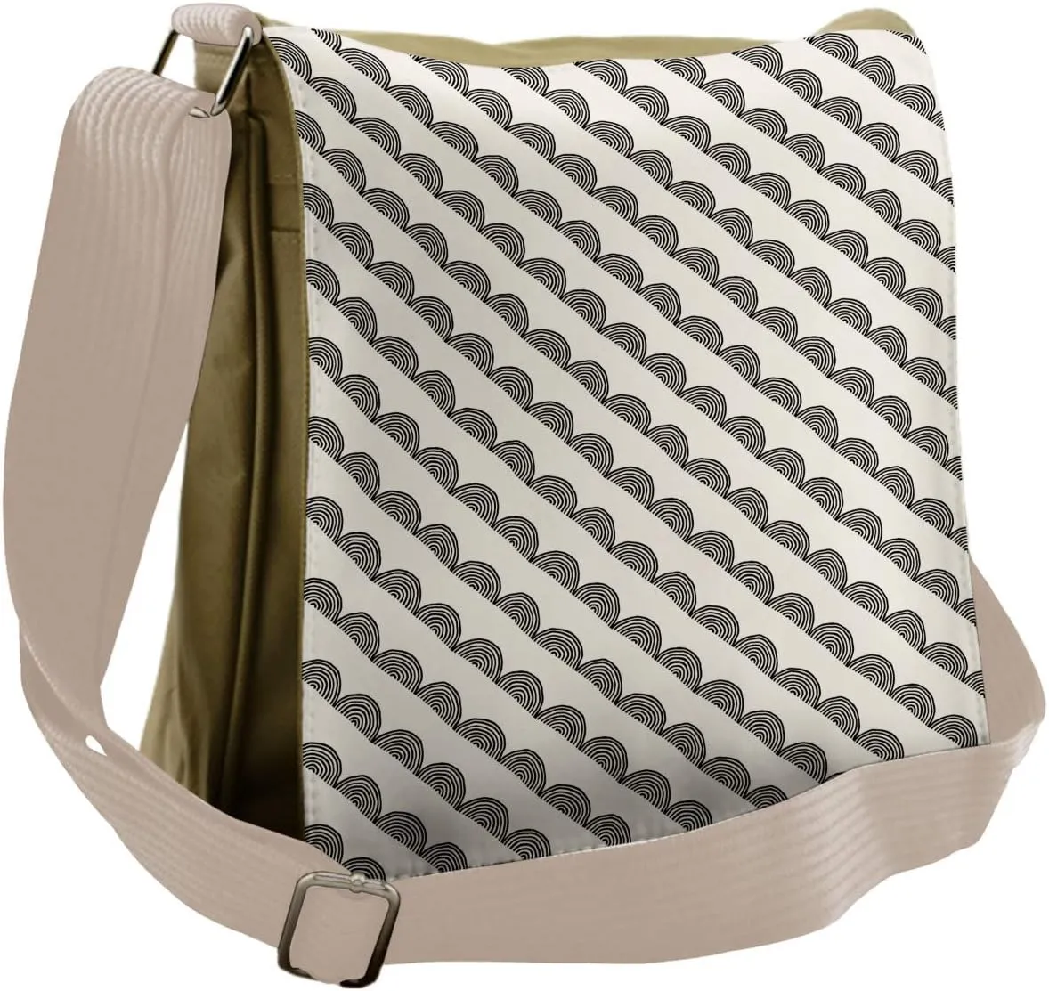 Lunarable Geo Wave Messenger Bag, Semi-Circular Concentric, Unisex Cross-body