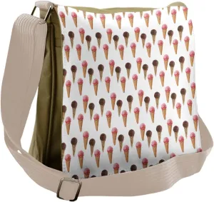 Lunarable Ice Cream Messenger Bag, Chocolate Flavor Cones, Unisex Cross-body