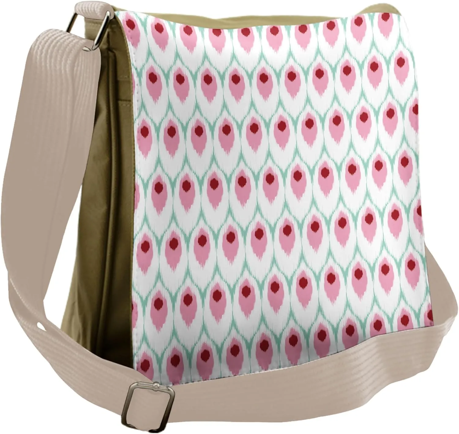 Lunarable Ikat Messenger Bag, Ornate Indigenous Motif, Unisex Cross-body