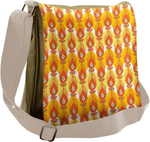 Lunarable Ikat Messenger Bag, Traditional Indigenous, Unisex Cross-body