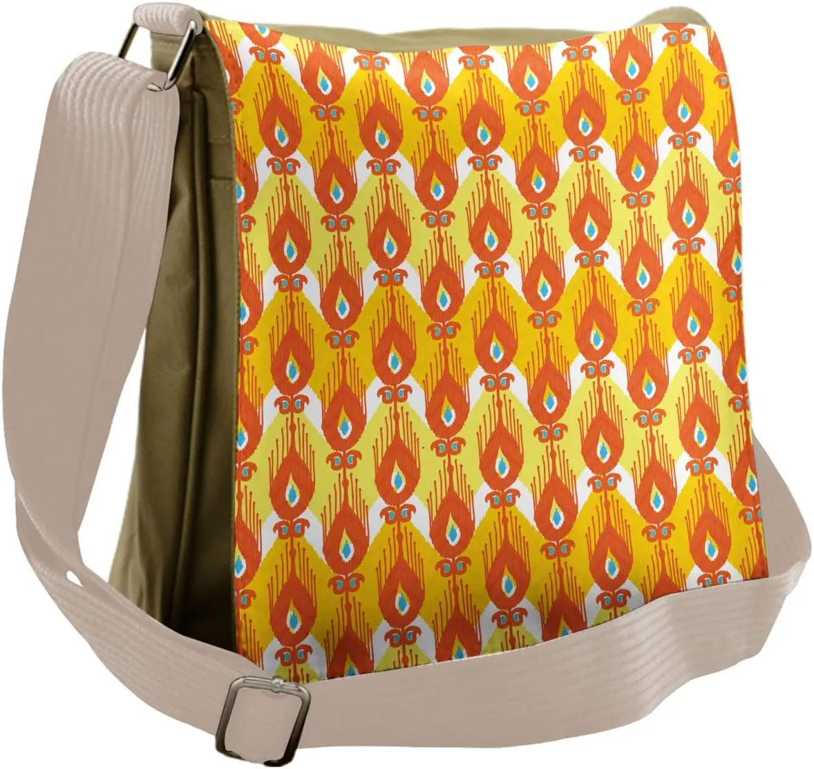 Lunarable Ikat Messenger Bag, Traditional Indigenous, Unisex Cross-body