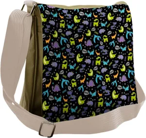 Lunarable Jurassic Messenger Bag, Cartoon Dinosaurs Roar, Unisex Cross-body