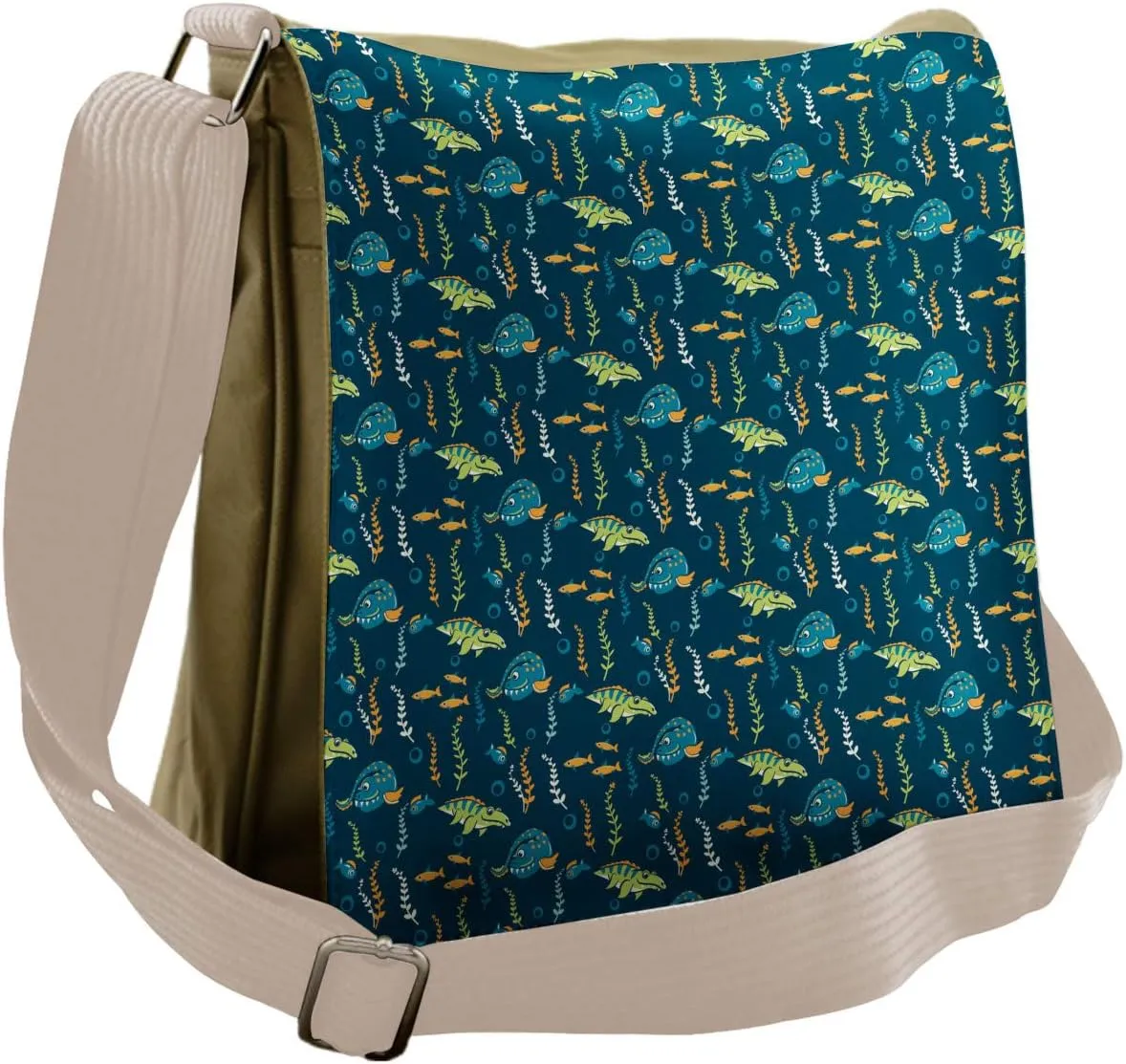 Lunarable Jurassic Messenger Bag, Evolution Marine Dinosaurs, Unisex Cross-body