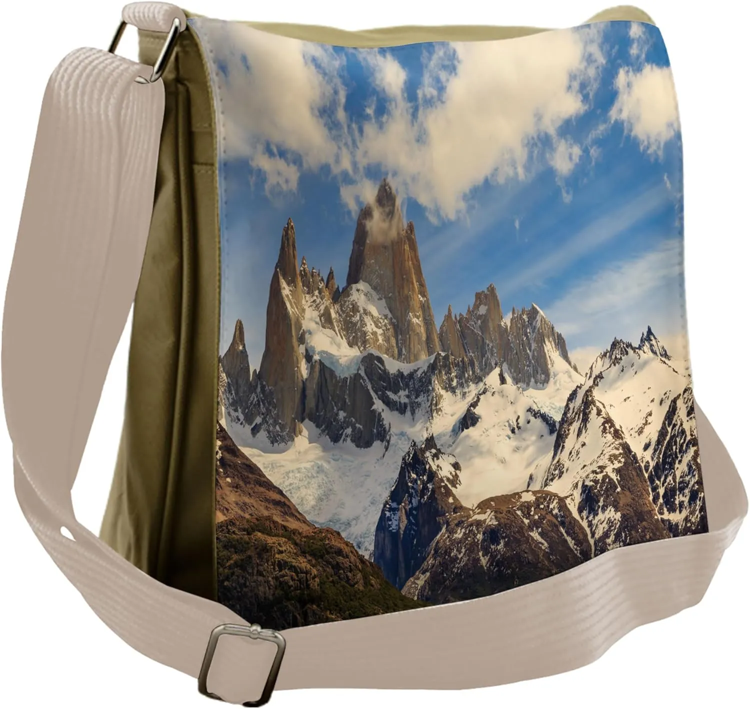 Lunarable Landscape Messenger Bag, Frozen Rocky Mountains, Unisex Cross-body