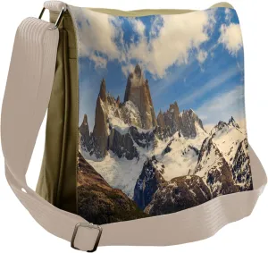 Lunarable Landscape Messenger Bag, Frozen Rocky Mountains, Unisex Cross-body