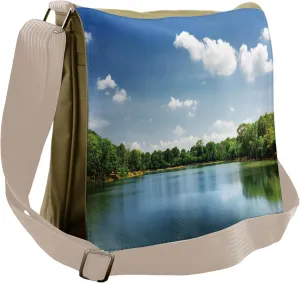 Lunarable Landscape Messenger Bag, Island Habitat Sunny Sky, Unisex Cross-body
