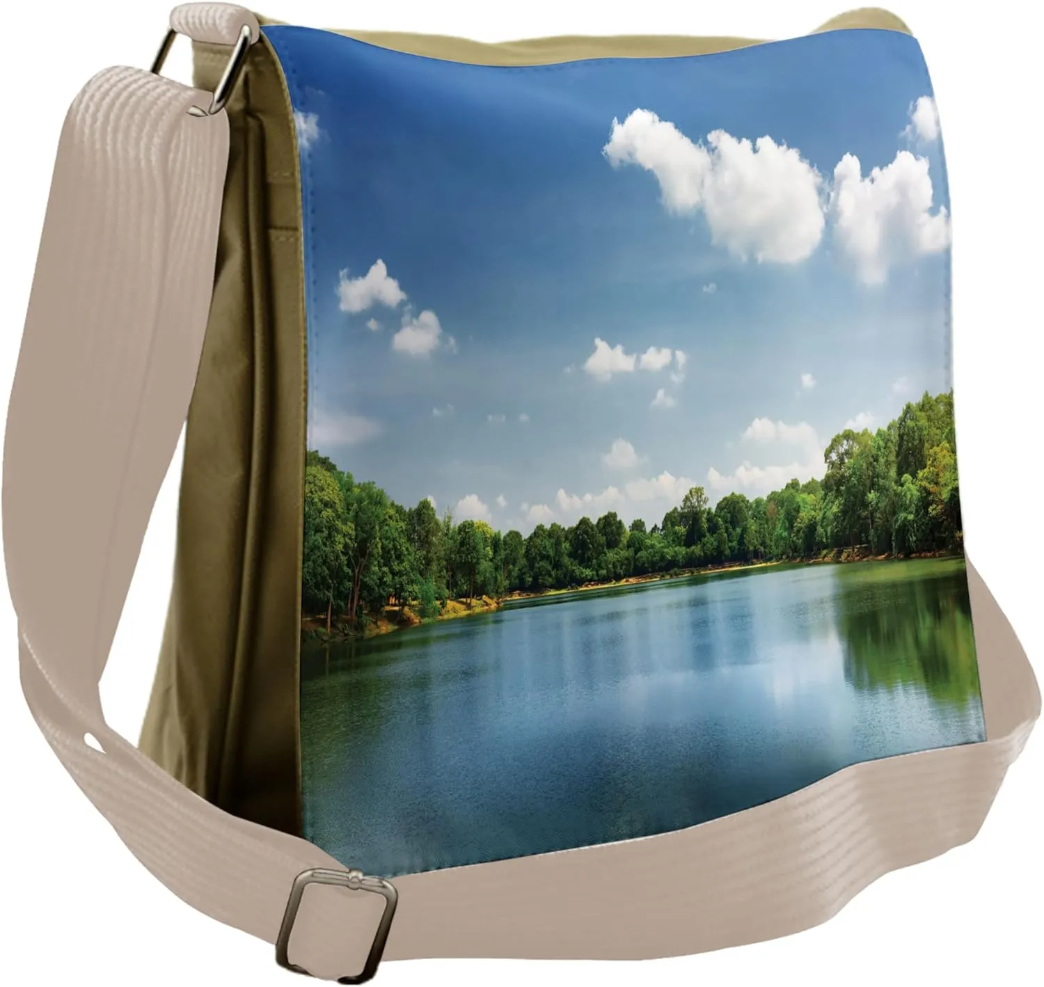 Lunarable Landscape Messenger Bag, Island Habitat Sunny Sky, Unisex Cross-body