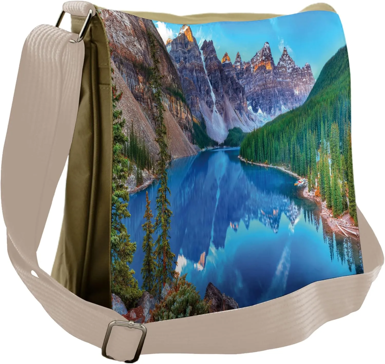 Lunarable Landscape Messenger Bag, Moraine Lake Clear Sky, Unisex Cross-body