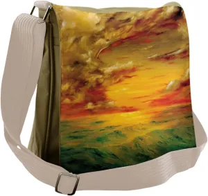 Lunarable Landscape Messenger Bag, Mystical Sunset Coast, Unisex Cross-body