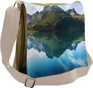 Lunarable Landscape Messenger Bag, Sharp Peaks Reflection, Unisex Cross-body