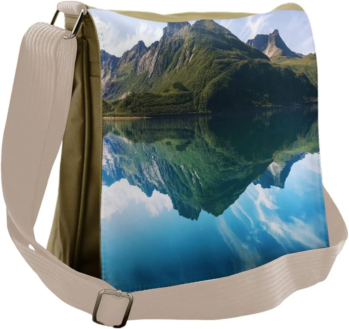 Lunarable Landscape Messenger Bag, Sharp Peaks Reflection, Unisex Cross-body