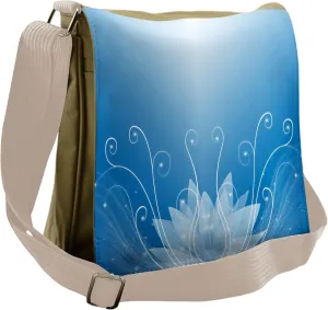 Lunarable Lotus Messenger Bag, Botany Theme Flowers Pattern, Unisex Cross-body