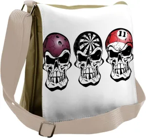Lunarable Manly Messenger Bag, Bowling Darts Skulls Sketch, Unisex Cross-body