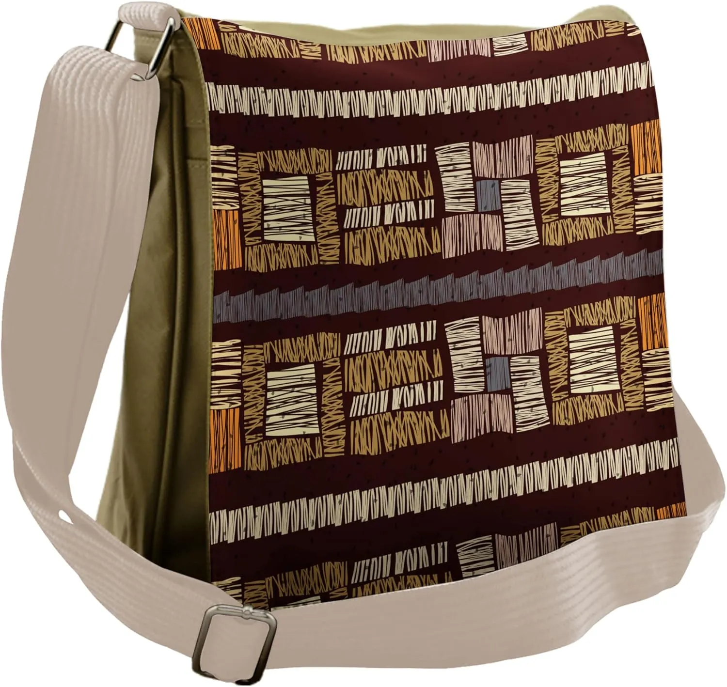 Lunarable Modern Messenger Bag, Prehistoric Tribal Inspired, Unisex Cross-body