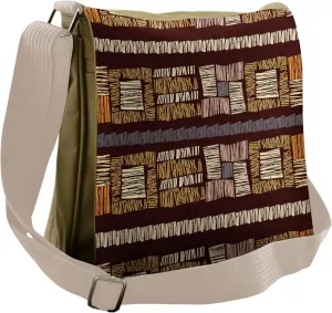 Lunarable Modern Messenger Bag, Prehistoric Tribal Inspired, Unisex Cross-body