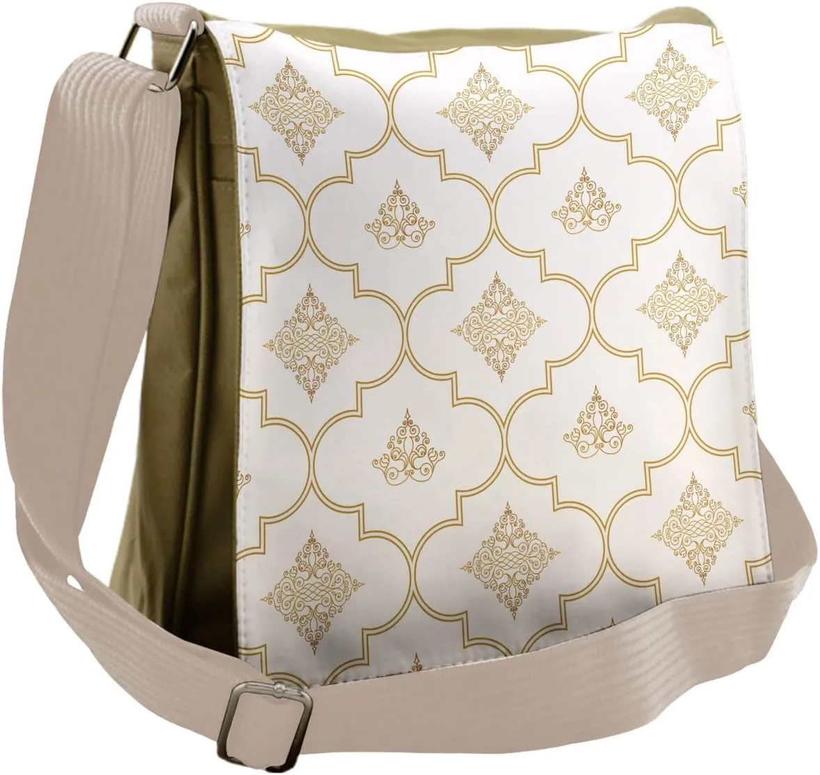 Lunarable Moroccan Trellis Messenger Bag, Medieval, Unisex Cross-body