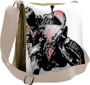 Lunarable Motorcycle Messenger Bag, Rider Rally Race Design, Unisex Cross-body