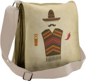 Lunarable Mustache Messenger Bag, Mexican Cultural Clothing, Unisex Cross-body