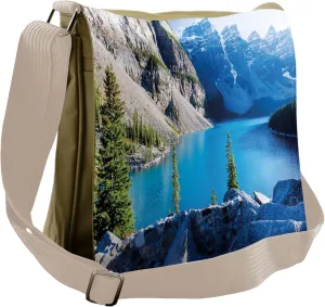 Lunarable Nature Messenger Bag, Moraine Lake Banff Canada, Unisex Cross-body