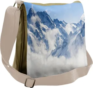 Lunarable Nature Messenger Bag, Switzerland Alps Misty Hills, Unisex Cross-body