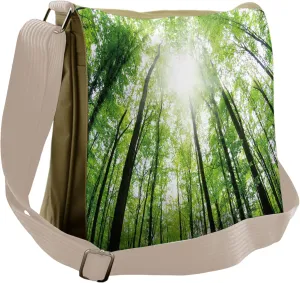 Lunarable Nature Messenger Bag, Upward Tree Forest View, Unisex Cross-body