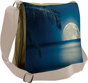Lunarable Ocean Messenger Bag, Moon Reflection on Calm Water, Unisex Cross-body