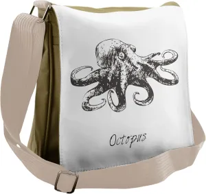 Lunarable Octopus Messenger Bag, Marine Time Theme Tentacles, Unisex Cross-body