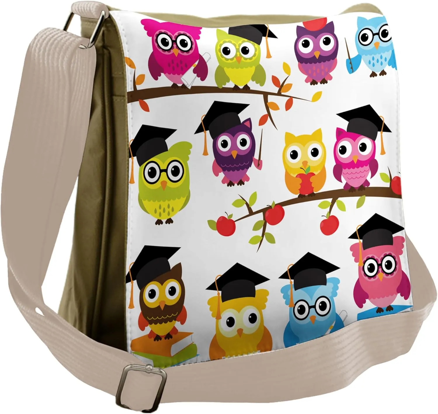 Lunarable Owls Messenger Bag, Smart Birds Success, Unisex Cross-body